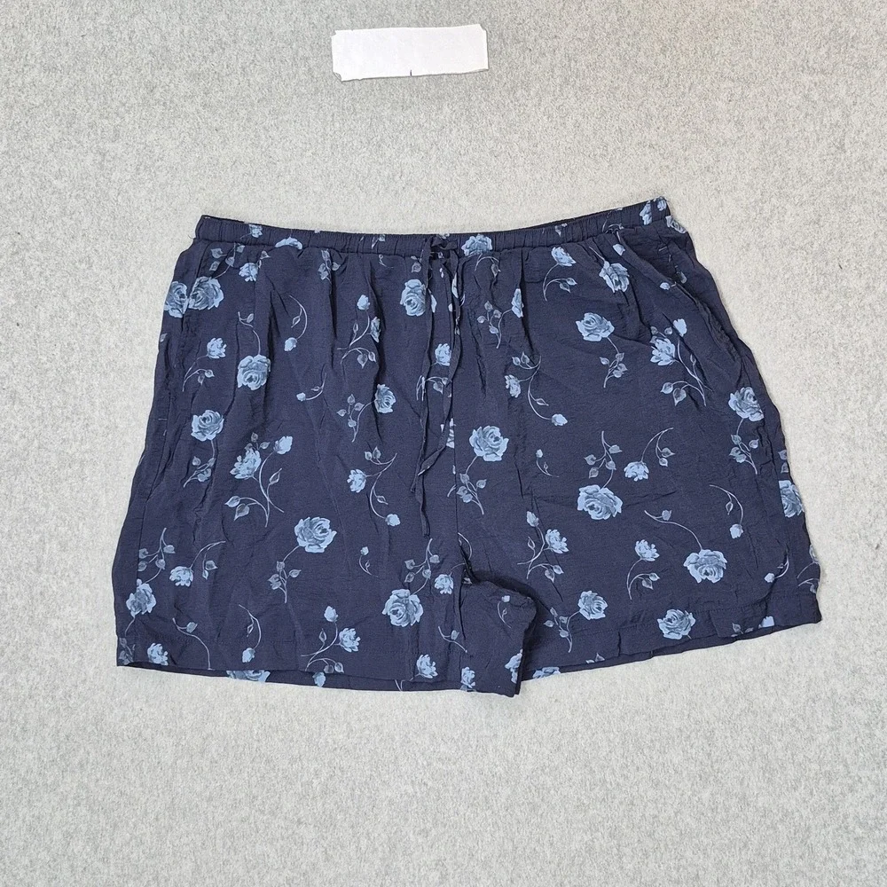 Torrid Women Shorts 2 Navy Nylon Rayon Floral Pajama Shorts Cottagecore